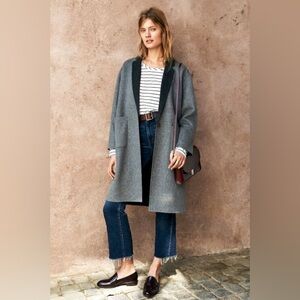 Madewell Monsieur Gray Wool Blend Mid Length Pea Coat Jacket Size Small